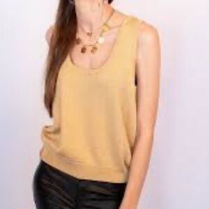 Vintage 90’s St John Gold Metallic Cami sleeveless Top, size Medium